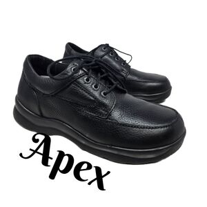 Apex Mens Sz 10M Ariya Moc Toe Dress Shoes Black Textured Leather Comfort